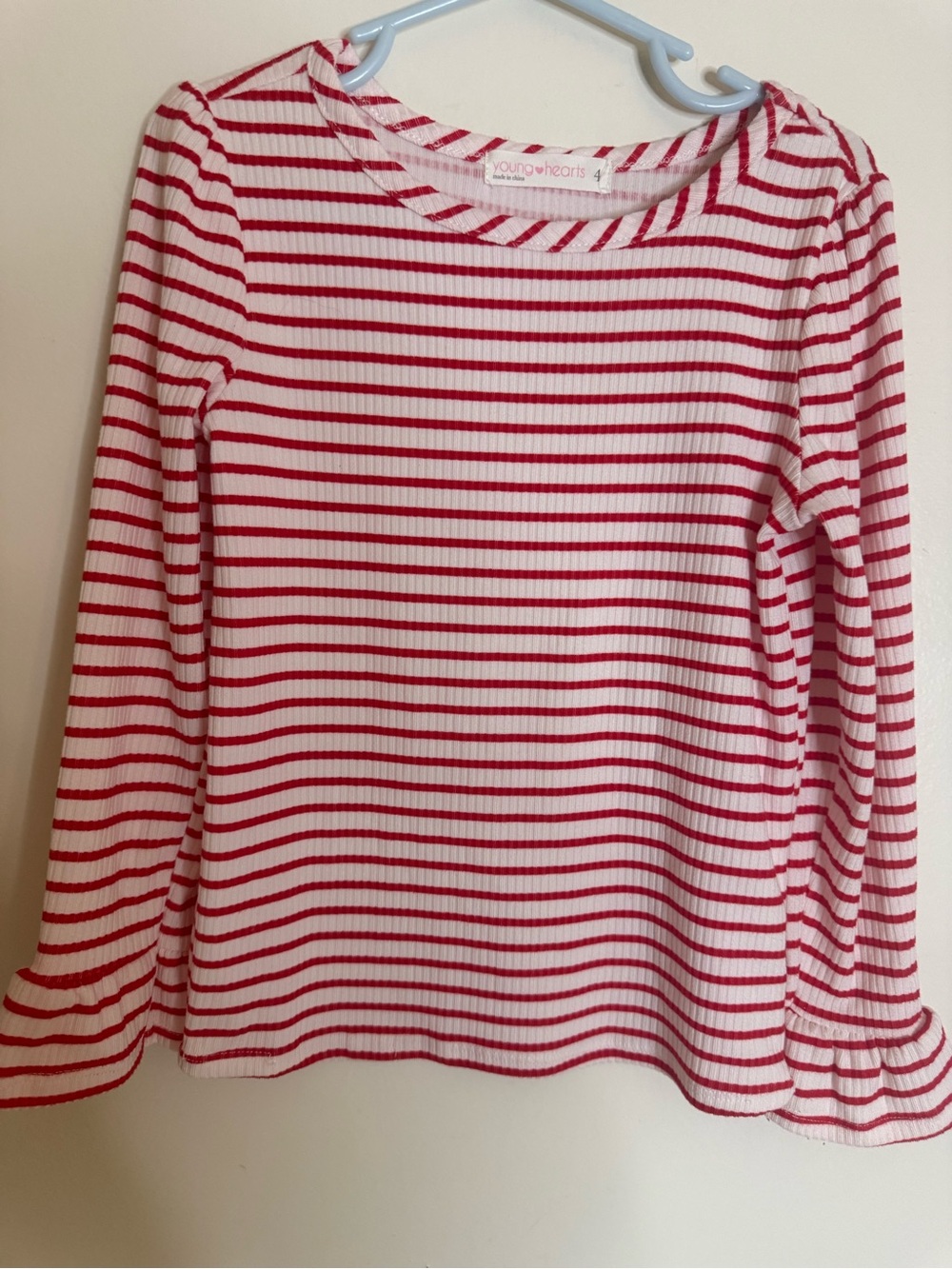 Your Heart Kids' Red & White Striped Long Sleeve Tee